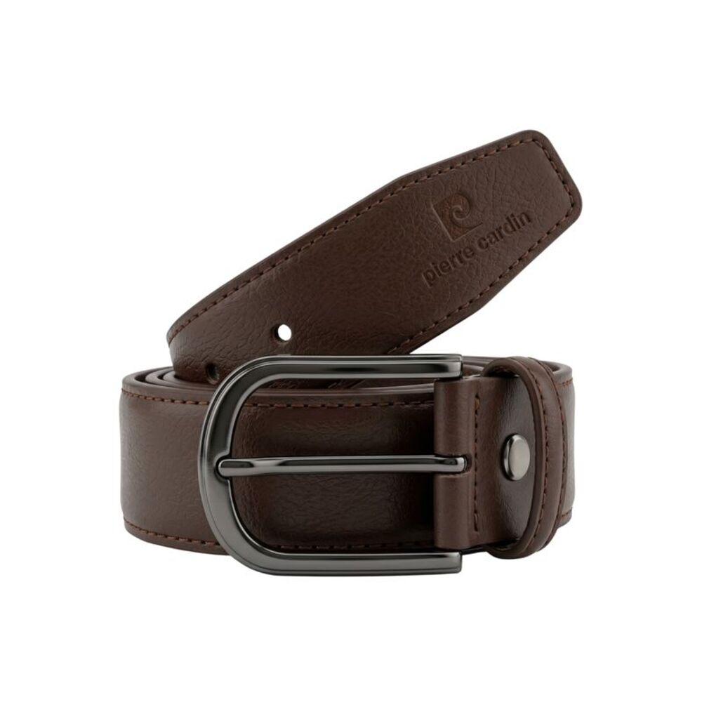 Pierre Cardin Brown Round Buckle Mens Adjustable Belt